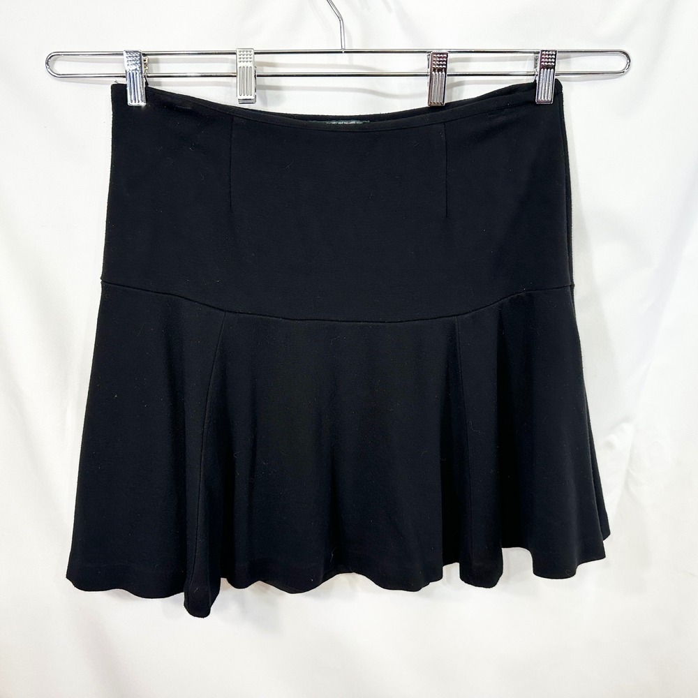 Lauren Ralph Lauren Size 10 Mini Skirt Black Drop Waist Ponte Knit Skater 842 - Picture 3 of 4